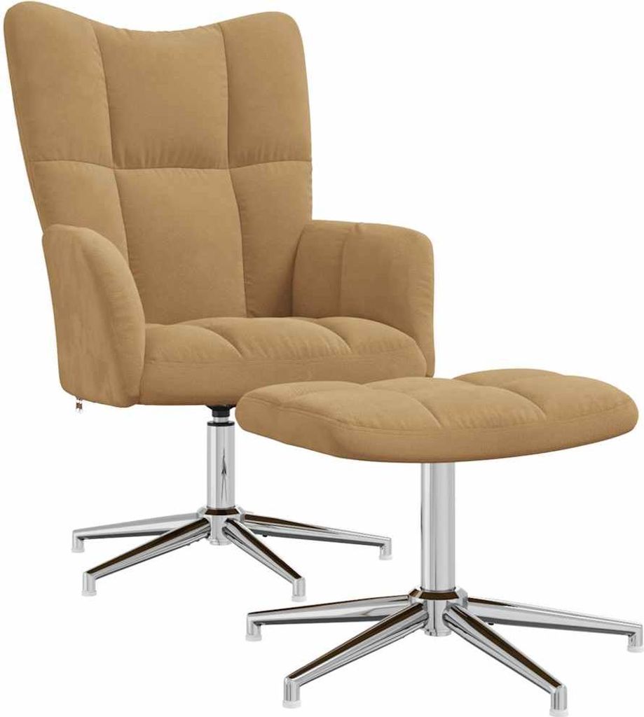 Relaxsessel mit Hocker Braun Samt