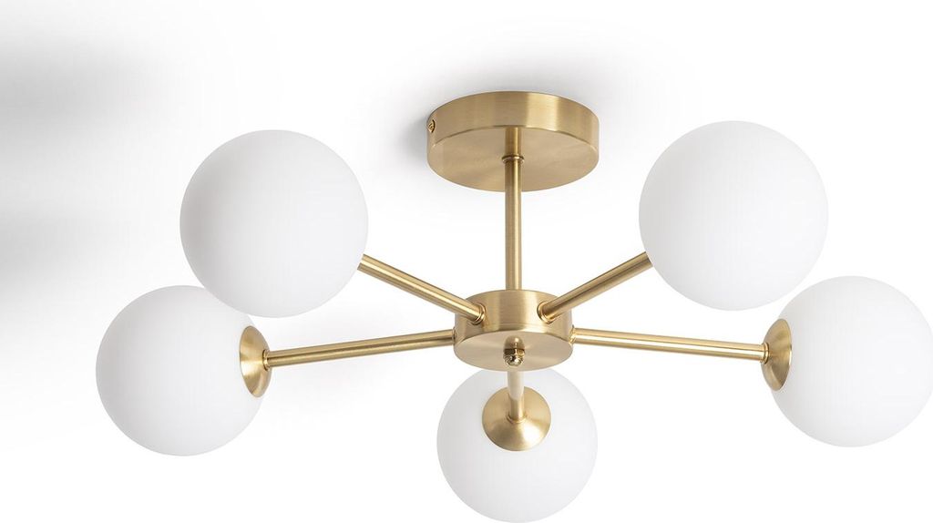 Deckenleuchte Metall und Glas Moonlight Messing 5 Spots Produktbild 