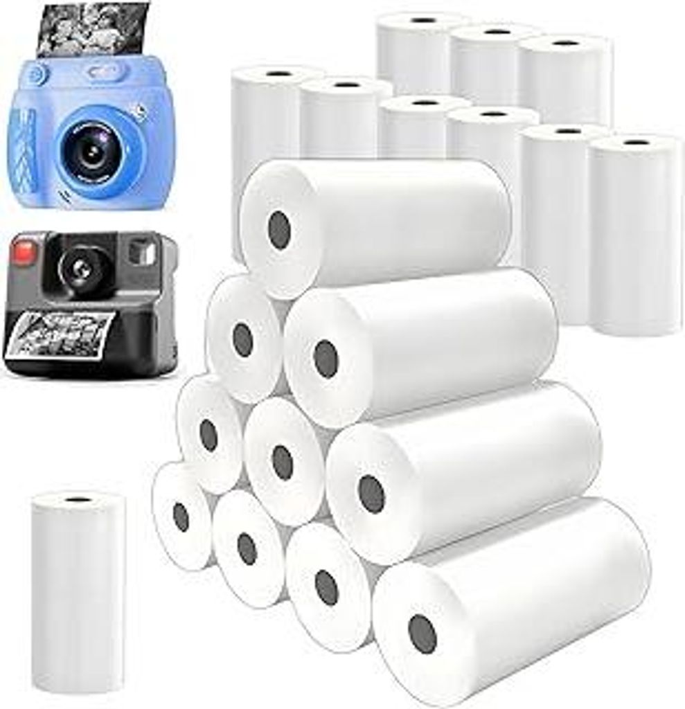20 Rollen Thermopapier für Kinderkamera 57mm Thermo Druckerpapier Nachfülldruckpapier Weiß Null Tinten Druckpapier für Kinderkamera Sofortdruck...