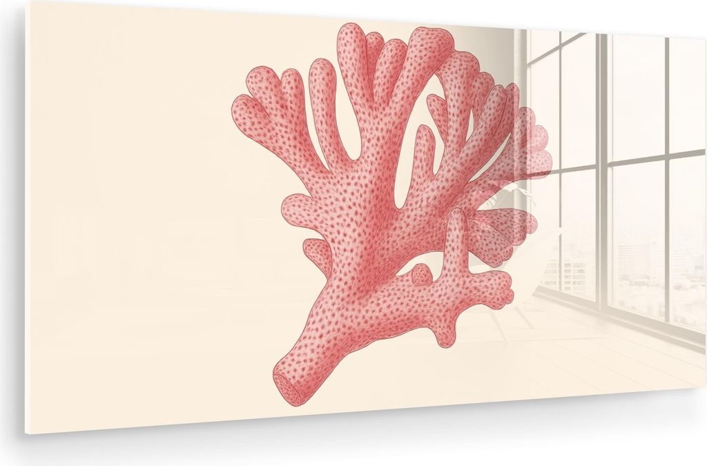 MuchoWow Glasbilder - Bilder auf Wandbild - Foto auf Glas Koralle - Tupfen - Rosa 120x60 cm Wanddekoration aus Glas - Acrylglasbild - Acrylbilder -...