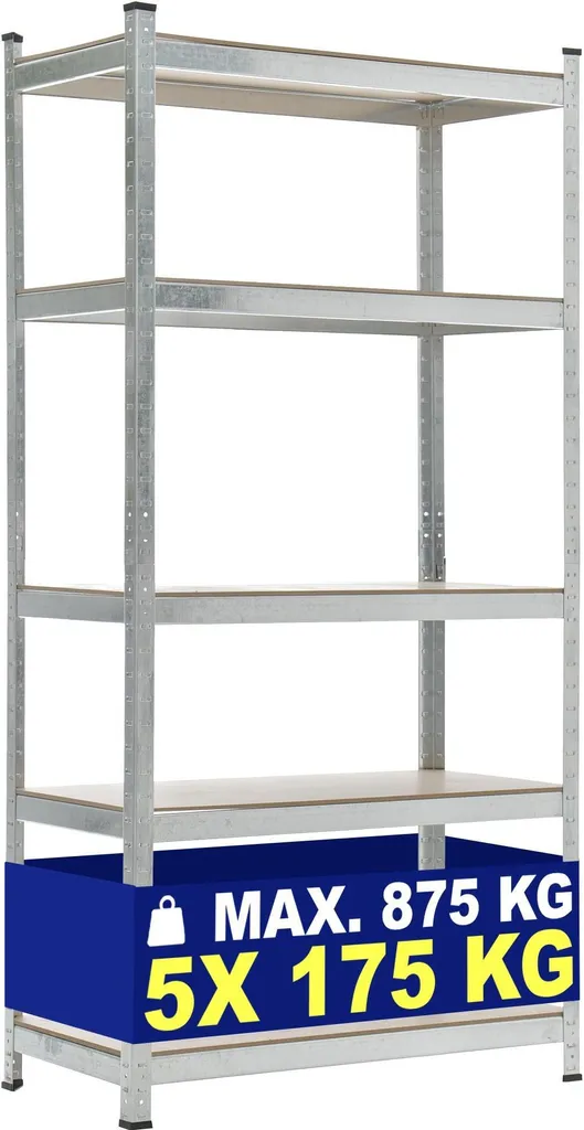Rayonnage Métallique de Garage 90x40x180 cm - Meuble de Rangement Argenté