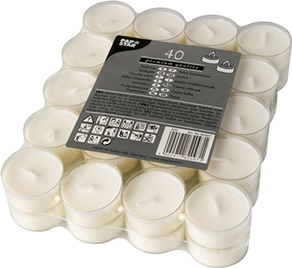 40 čajových svíček Ø 38 mm - 19 mm bílé v polykarbonátovém Obrázek produktu 1