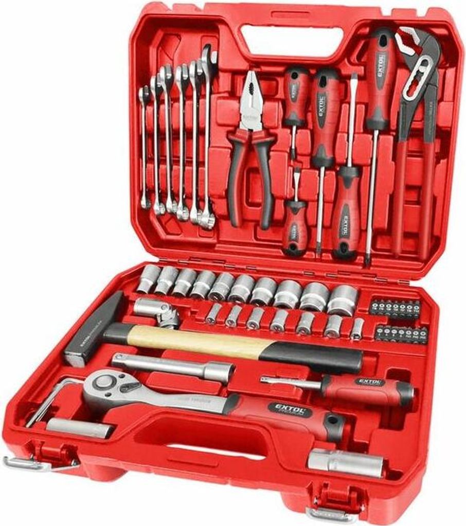 EXTOL PREMIUM 8818420 Werkzeugset 55-teilig, 1/4", 1/2", CrV