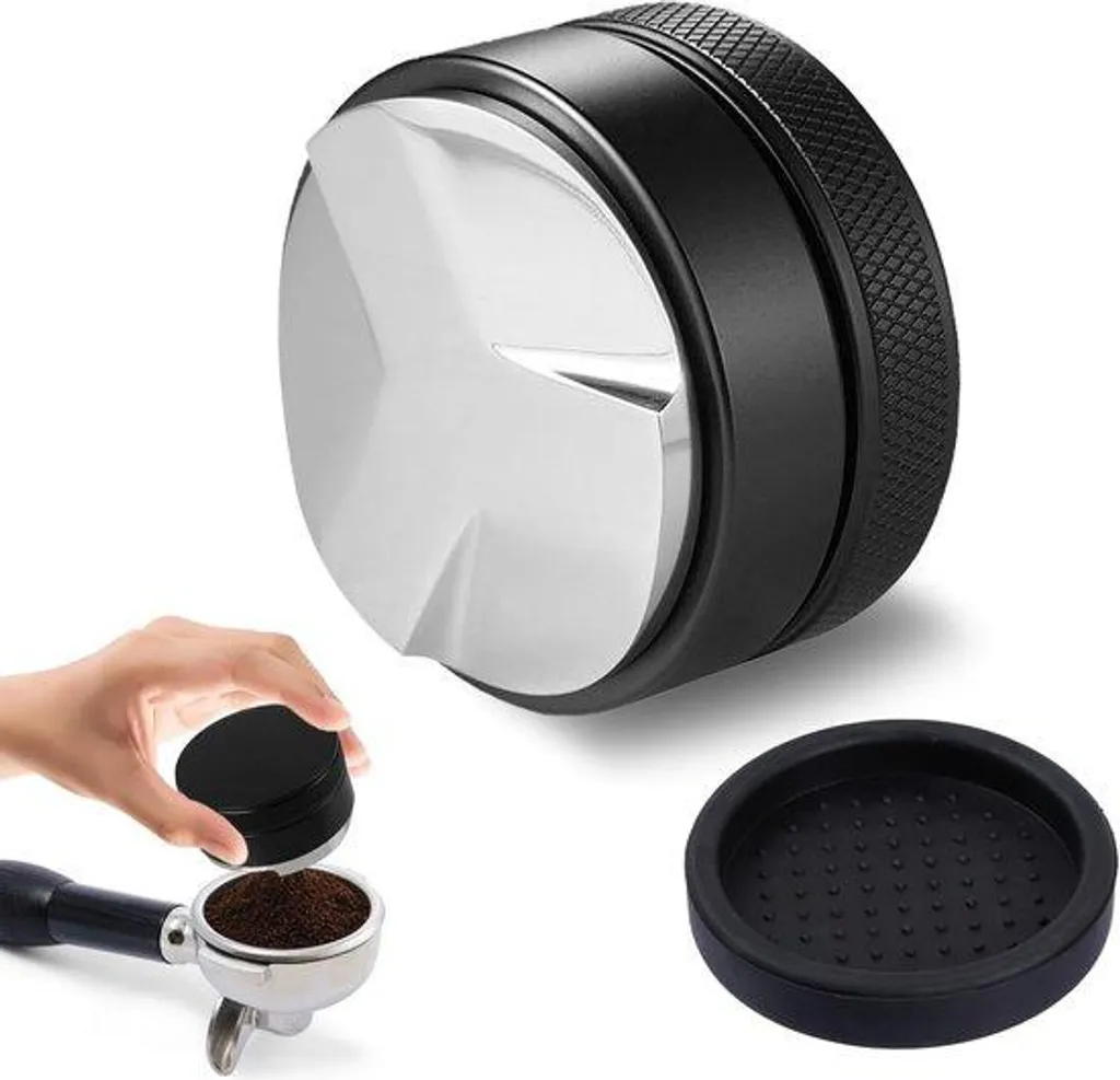 Outil café 53 mm réglable avec butée silicone pour espresso homogène