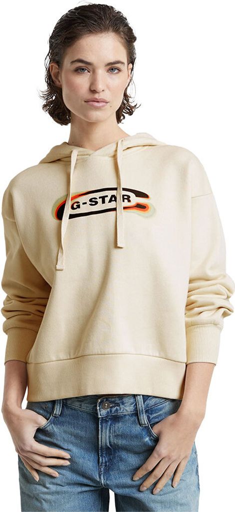 G-star Old Skool Logo Loose Kapuzenpullover Beige M Frau Beige M