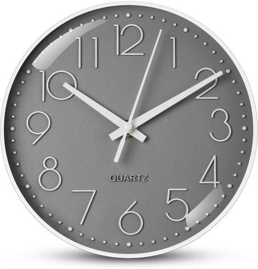 Horloge numérique moderne grise de 20 cm ronde pour chambre d'enfant