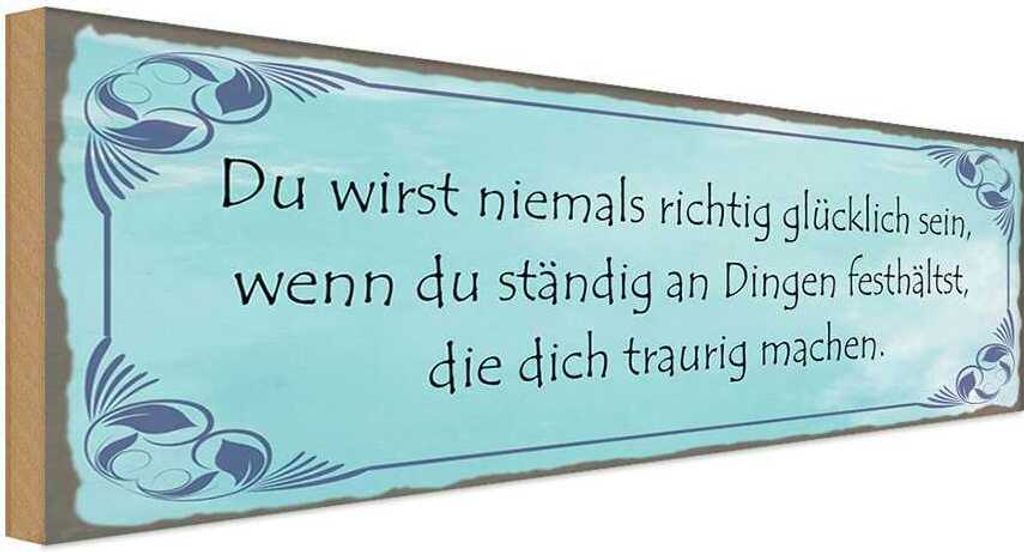 vianmo Holzschild 10x27 cm Niemals richtig glücklich wenn Spruch Zitat