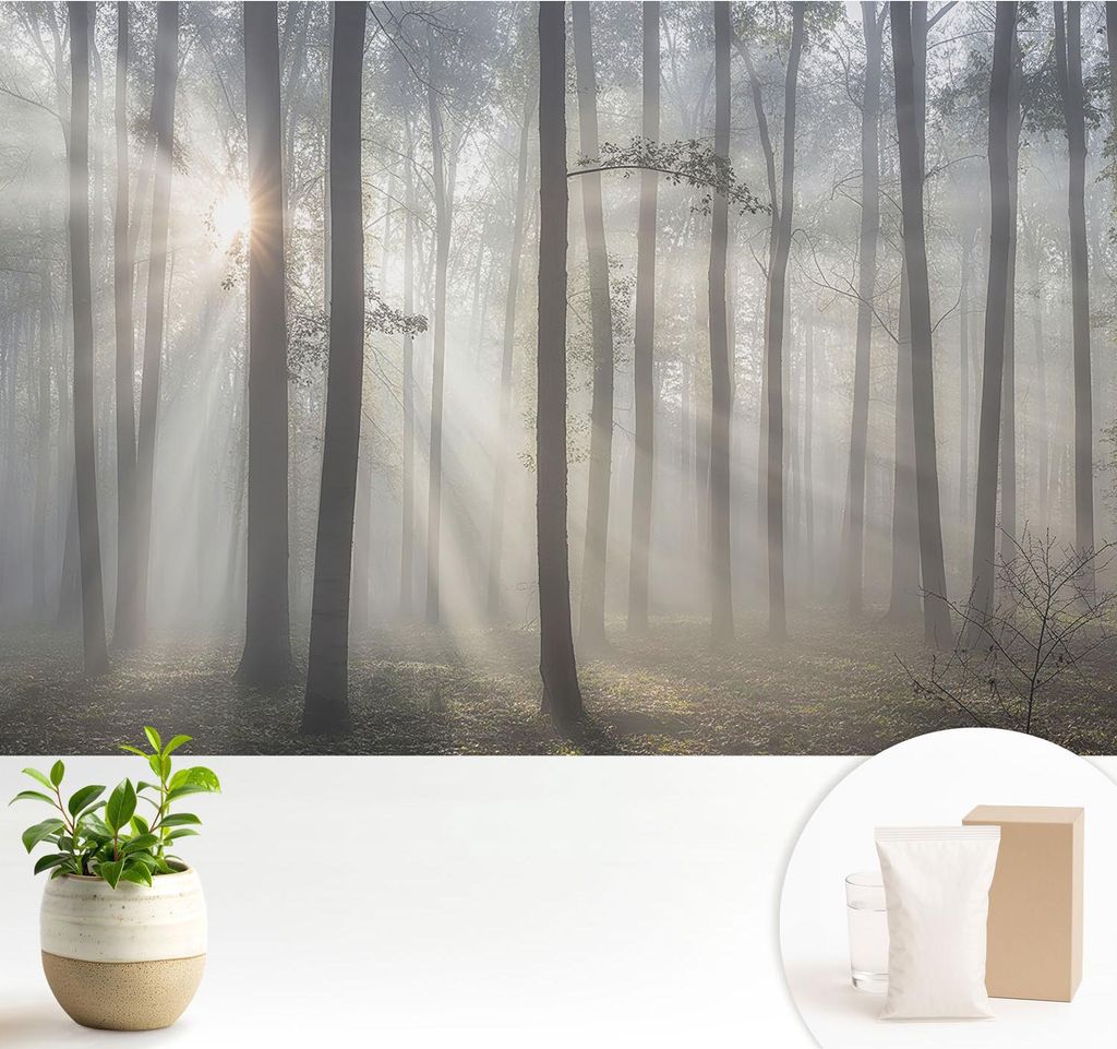 Fototapete - 104x70 cm - Tapete - Wandtapete - Wandbilder - Dekofolie - Tapete Folie - Wand - Dekoration - Wohnzimmer - Ätherischer Wald