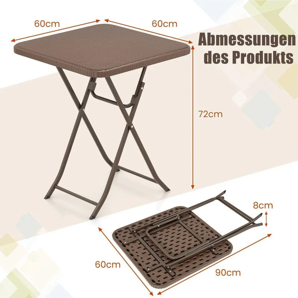 Table pliante rotin 60x60 cm robuste : la solution gain de place PEHD - 2