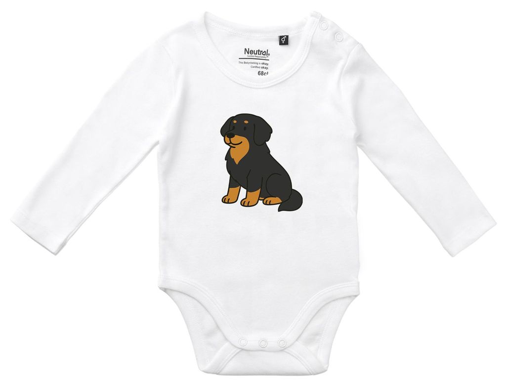 Huuraa Baby Body Hovawart Comic Hovi 80 White Baumwolle Fairtrade Langarmbody Geschenkidee