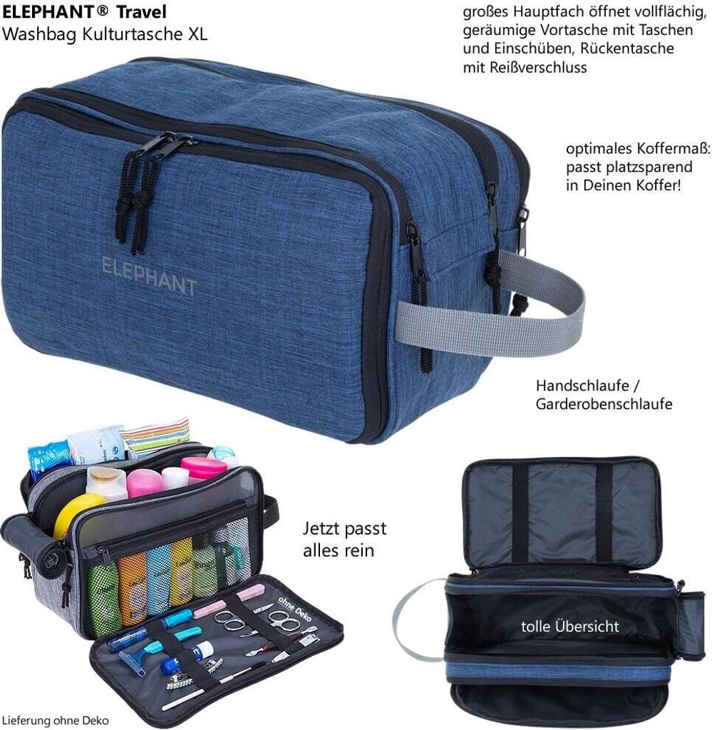 Kulturbeutel Elephant Travel Washbag XL 13028 Blau Schwarz