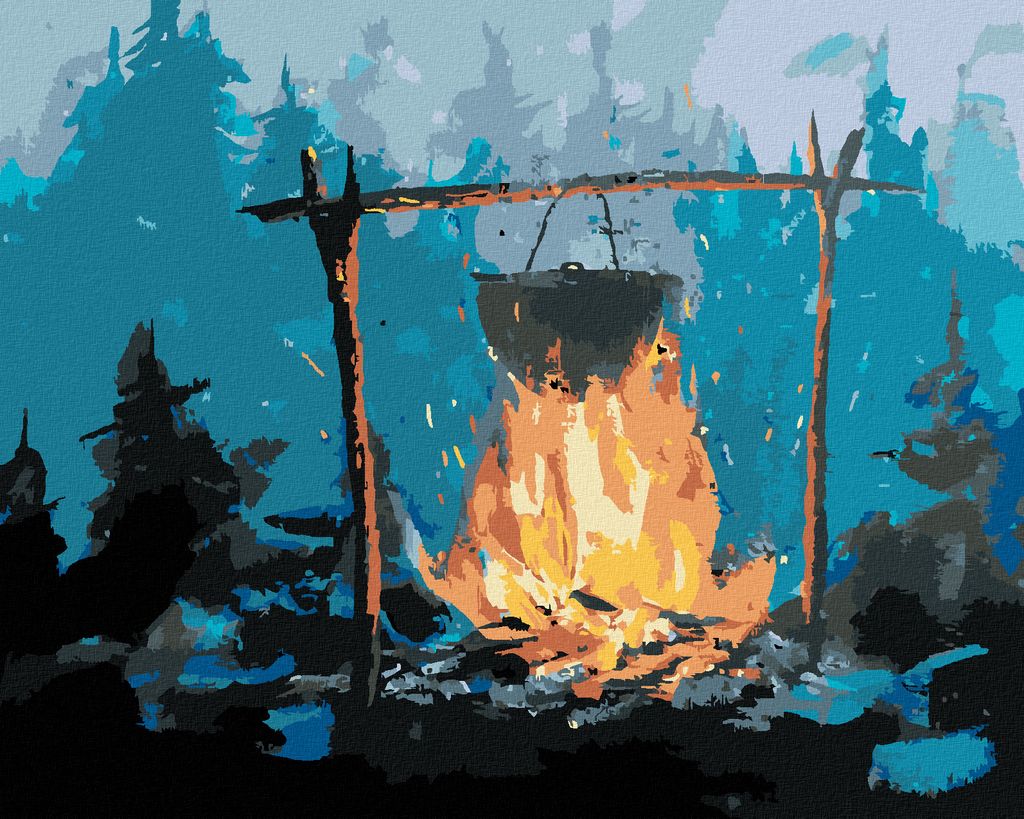 Zuty - Malen nach Zahlen - ZELTEN IM WALD, 40x50 cm, mit Produktbild 