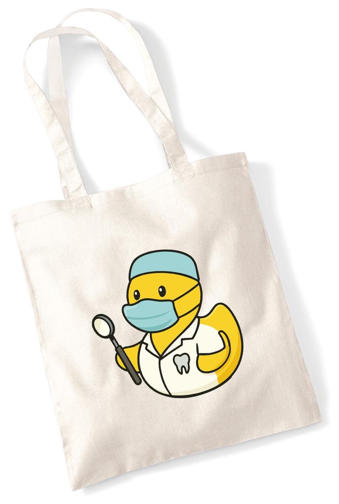 Huuraa Jutebeutel Quietscheente Zahnmedizin Comic Gummiente 10 Liter Natural Baumwolle Tasche Geschenkidee