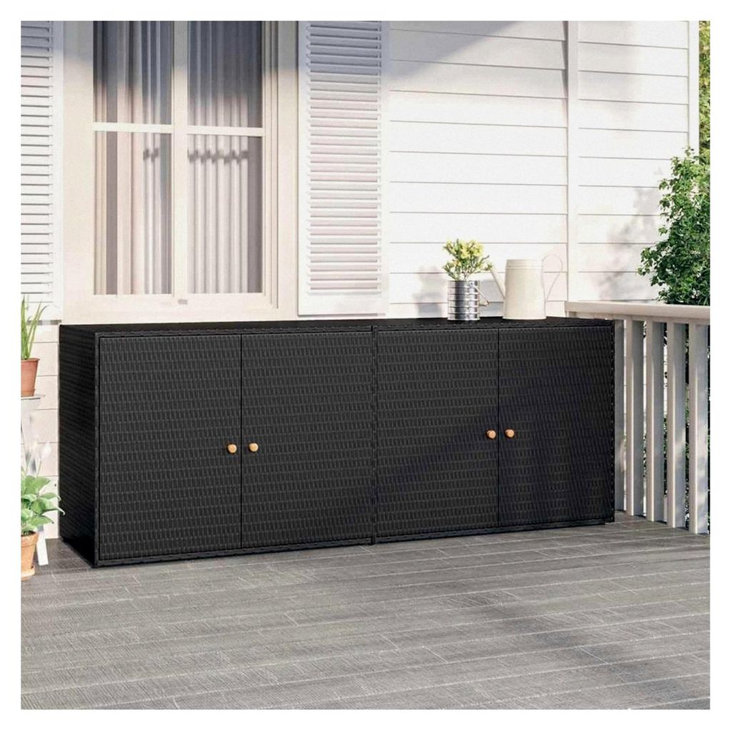 Gartenschrank, schwarz, 198 x 55,5 x 80 cm, Polyrattan