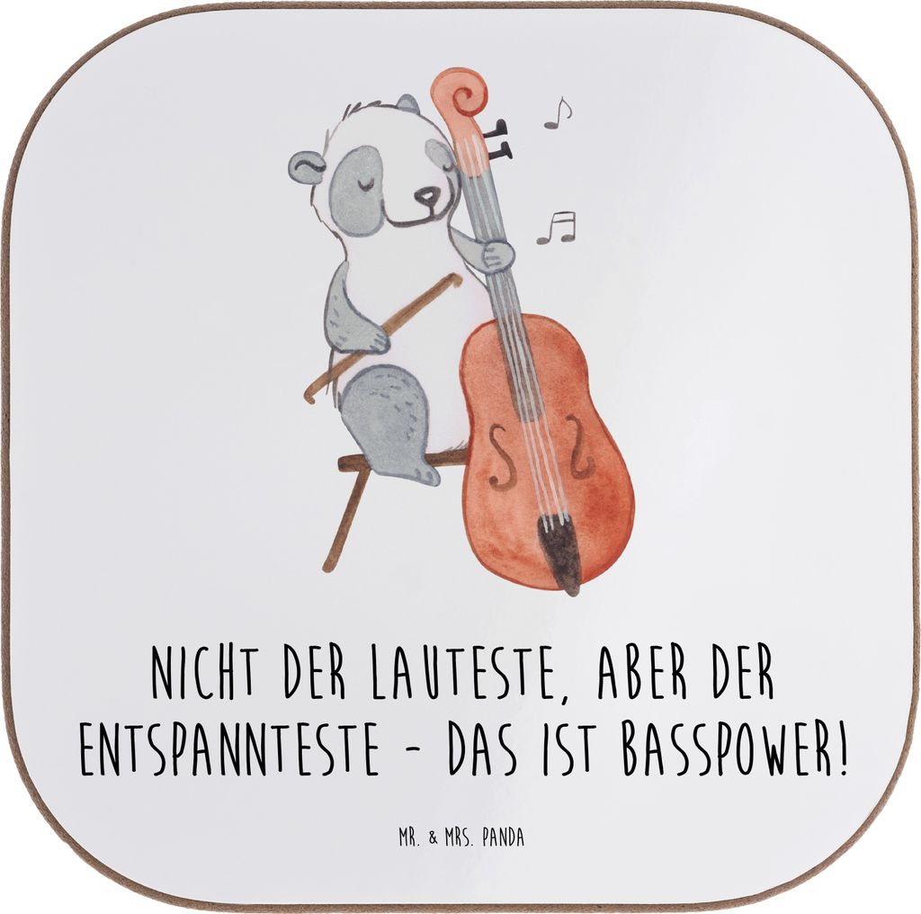 Mr. & Mrs. Panda Tassen Untersetzer Bassgitarre Entspannt - Weiß - Geschenk, gläseruntersetzer, Musiker, für Gläser, Design, Lernen, Musikinstr...