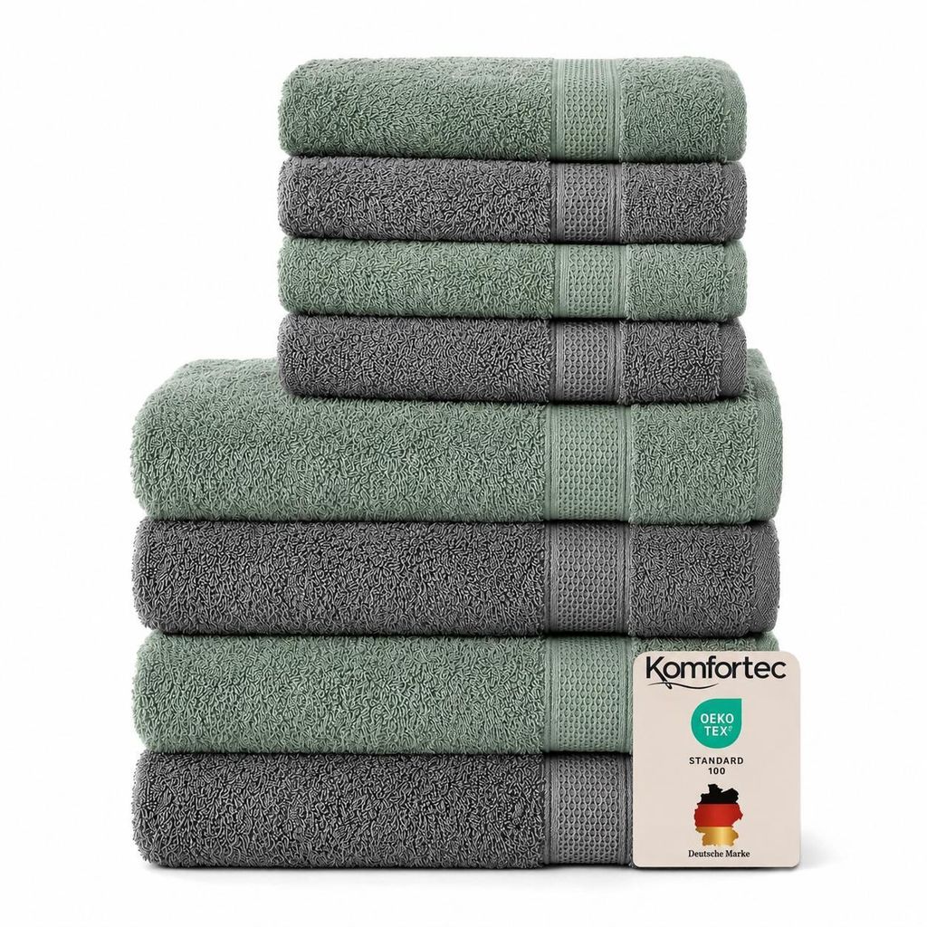 Komfortec 8er Handtuch Set aus 100% Baumwolle, 4 Badetücher Produktbild 