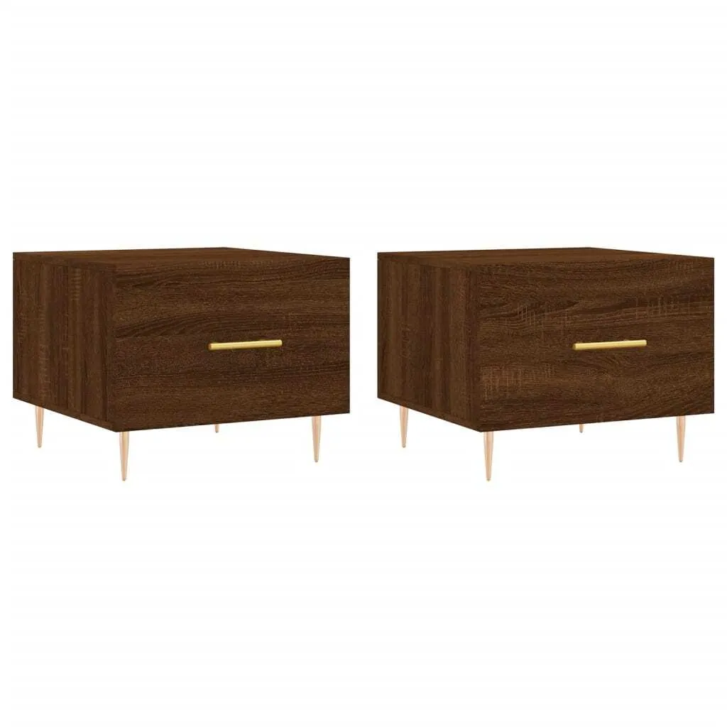 SYFAX™ Set 2 Tavolini Salotto Rovere Marrone 50x50x40 Legno Multistrato