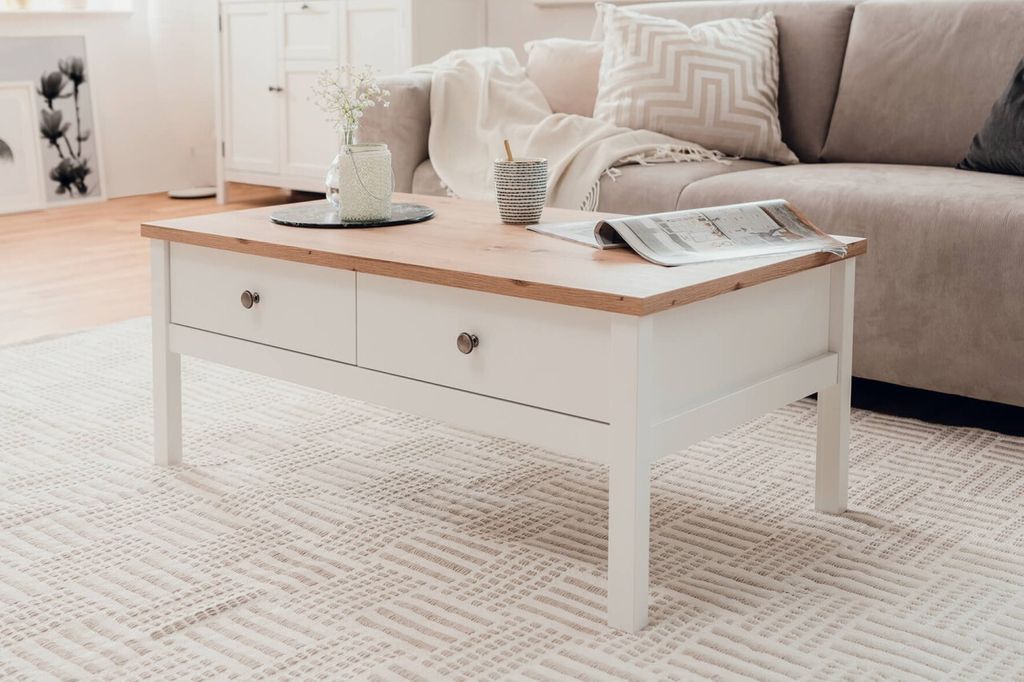 Finori Couchtisch Bergen 56A Weiß und Handwerkliche Eiche Produktbild 13