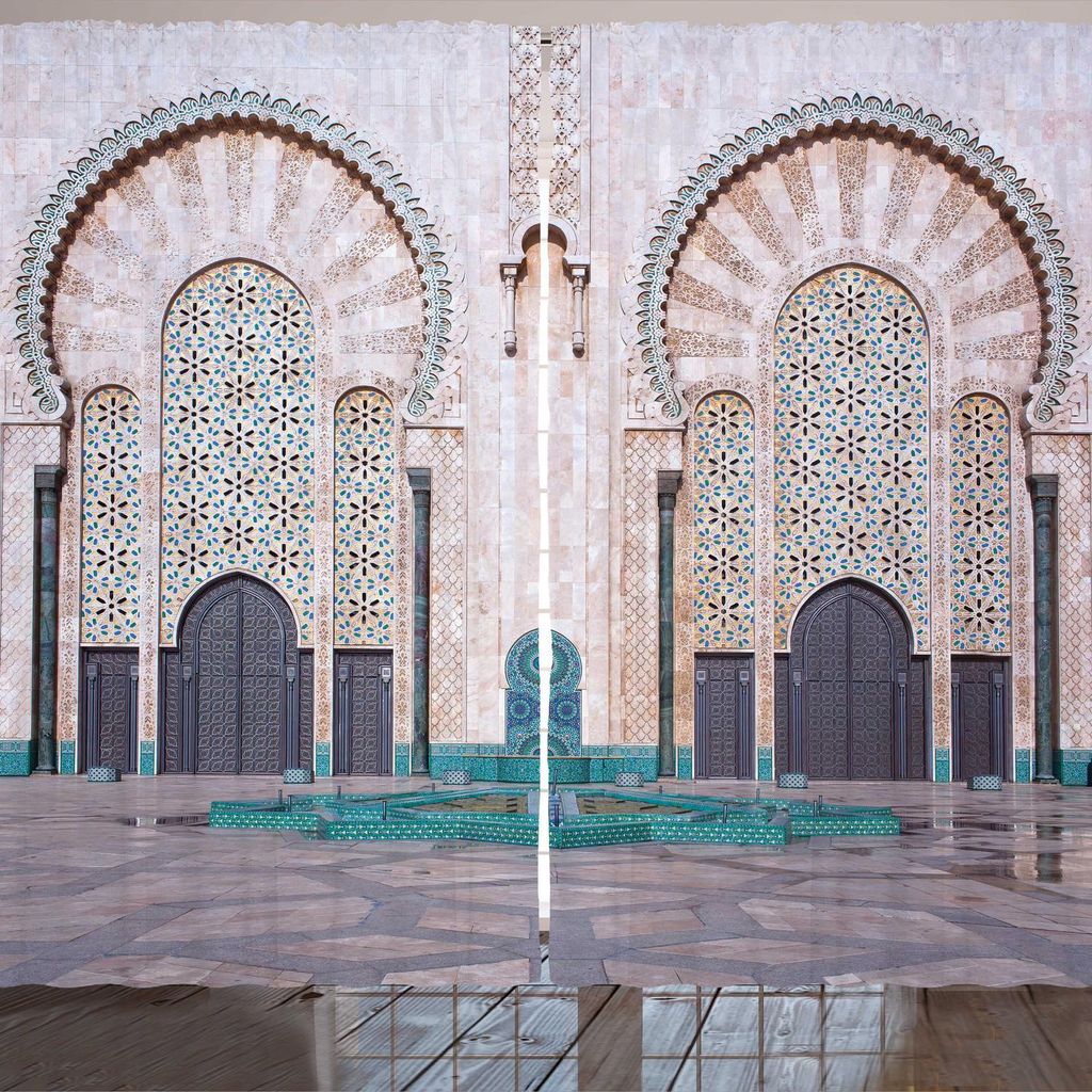 ARANDE Die Architektur Gardine, Eastern Außen Vista von Casablanca Historisches Gebäude Gates und Quad Foto, 280 x 225 cm, Mehrfarbig