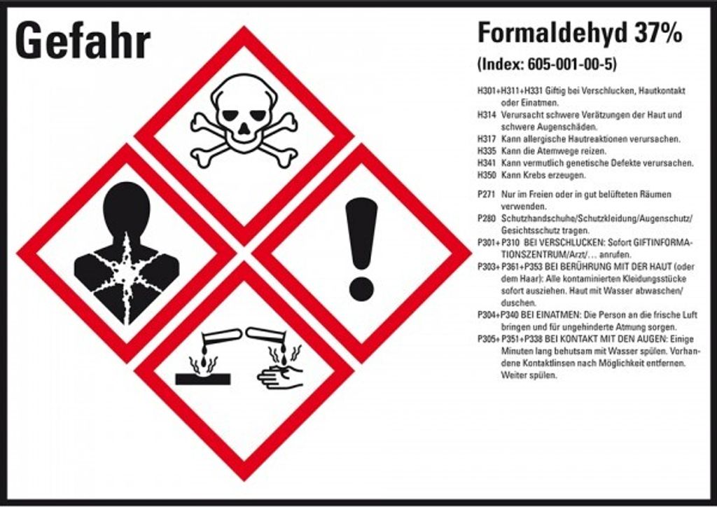 Dreifke Aufkleber I GHS-Etikett Formaldehyd 37%, GefStoffV/GHS/CLP, Folie, 1...