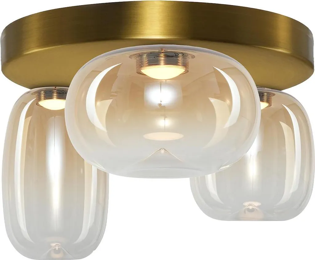 Plafonnier rond VASO Milagro Ø42cm en verre fumé doré LED 12W chaud