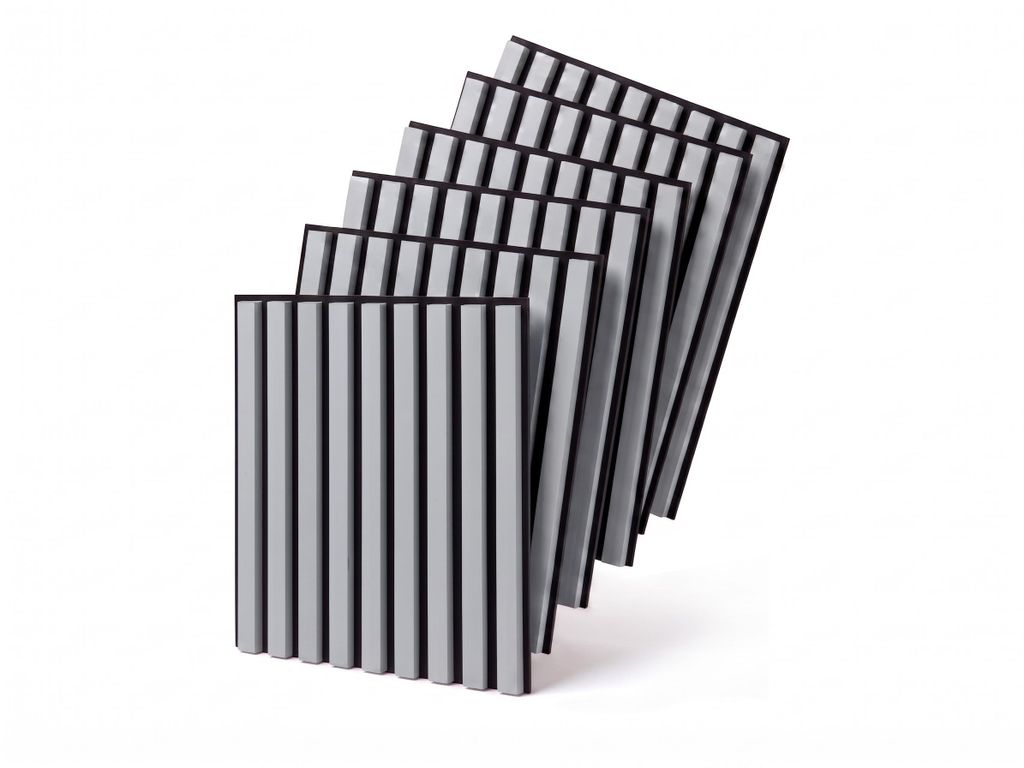 MEBANO. 6er-Set Akustikpaneele Holz 40x40 cm Arctis Grau 3D Produktbild 