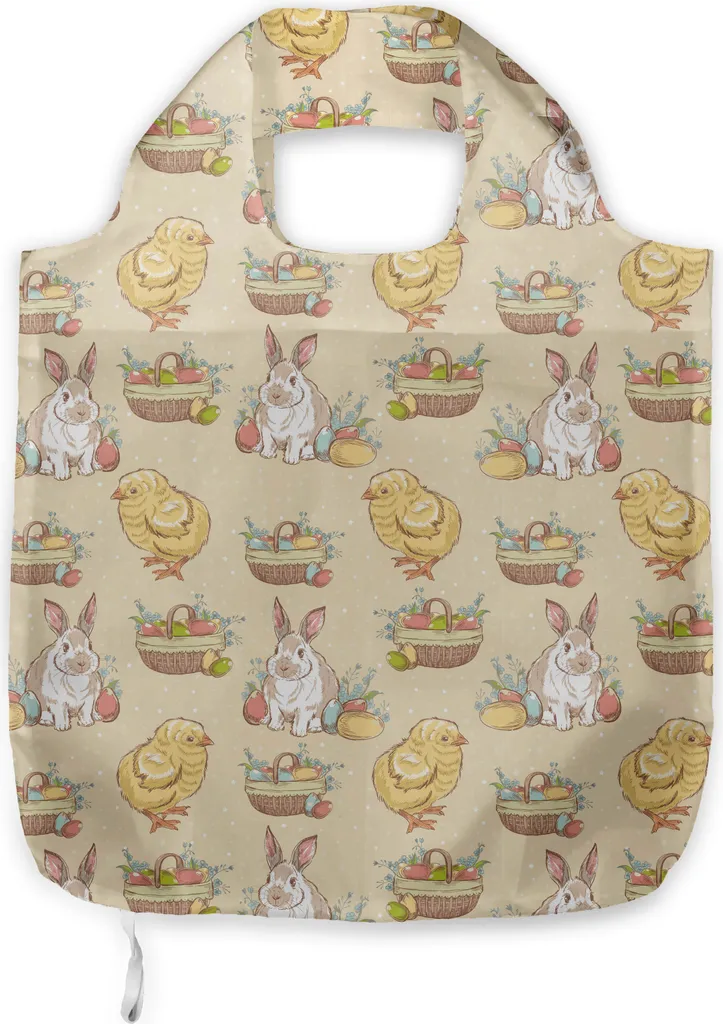 ABAKUHAUS Borsa di Pasqua in tessuto, stile vintage disegnato a mano, pratica borsa per la spesa quotidiana, multicolore