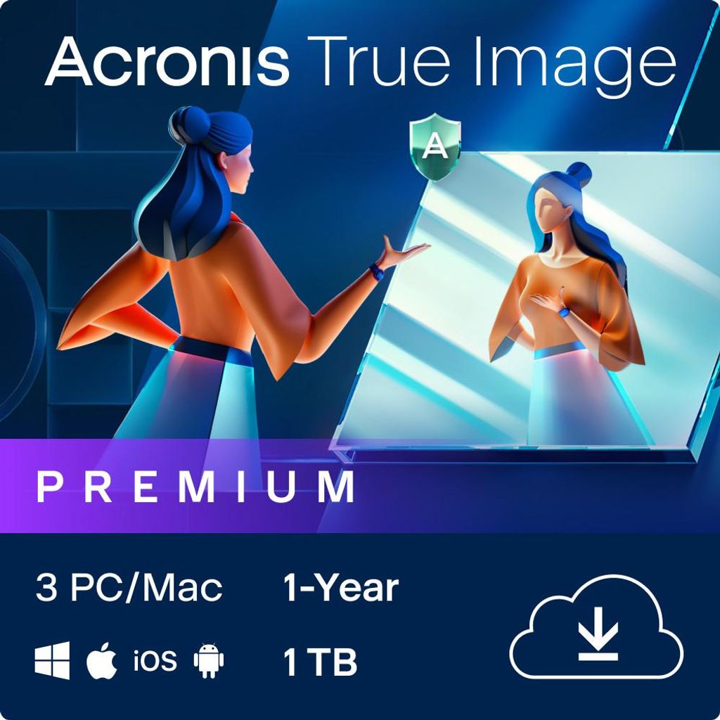 Acronis True Image Premium 2026 + 1TB Cloud / 3 PC / 1 Jahr / Lizenz per E-Mail