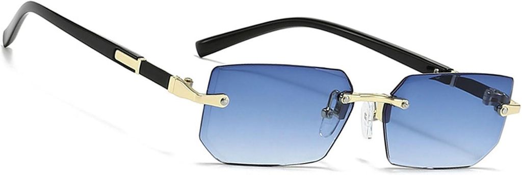 Randlose rechteckige Sonnenbrille, Vintage-Retro-Brille für Produktbild 