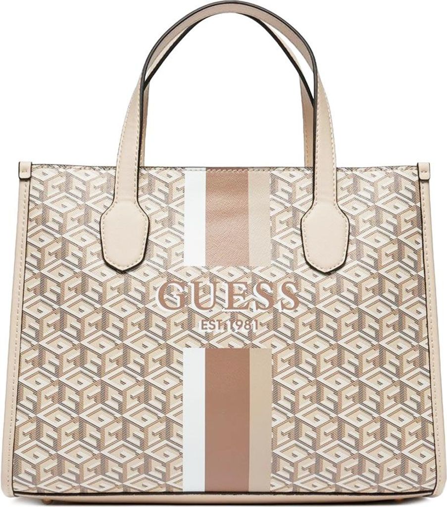 Guess Damen Handtasche Silvana G Cube Logo Beige / Multicolor HWSC8665220MTG