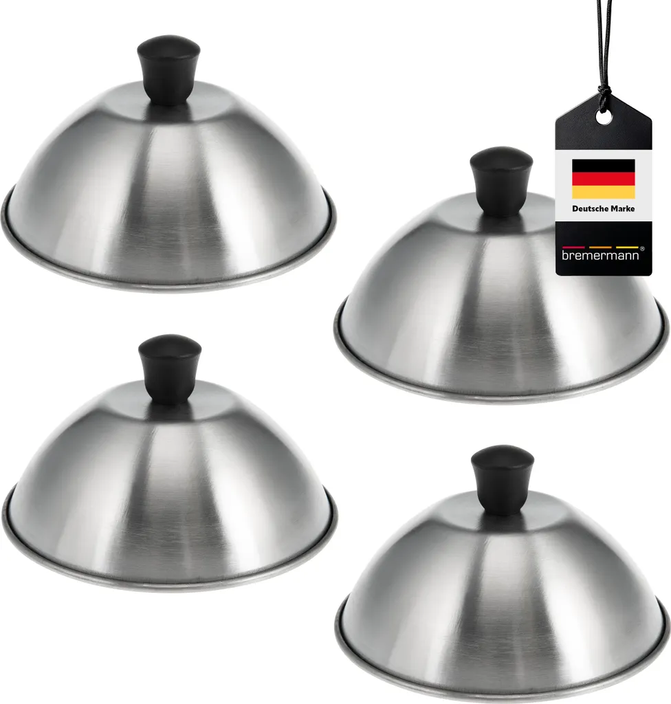 Cloche à fromage et burger en acier inoxydable lot de 4 pièces