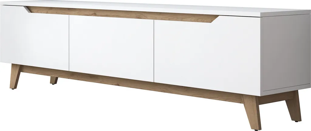 Banc TV blanc en mélamine Skye Decor 180 cm : design robuste et sobre