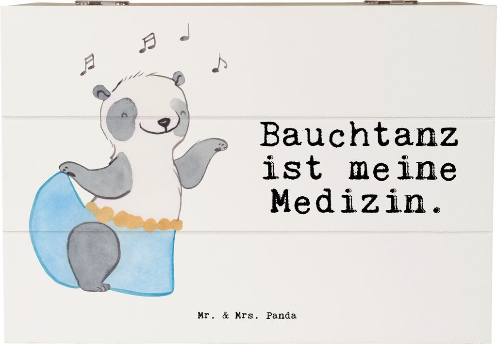 Mr. & Mrs. Panda Geschenkbox Panda Bauchtanz 22 x 15 cm - Weiß - Geschenk, Holzbox, Tanzen, Kiste, Box, mit Deckel, truhe holz, Orientalischer Tan...