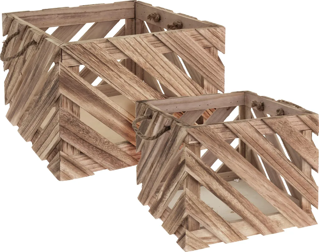 Bac à fleurs en bois style caisse - Jardinière rectangulaire lot de 2 unités