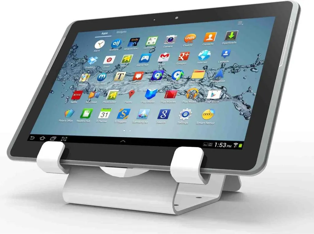 Support tablette universel blanc pour exposition et borne interactive - 7