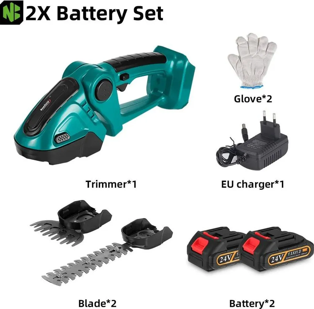 Mini Tagliasiepi a Batteria 2 in 1 | Forbici Prato Senza Fili Viola