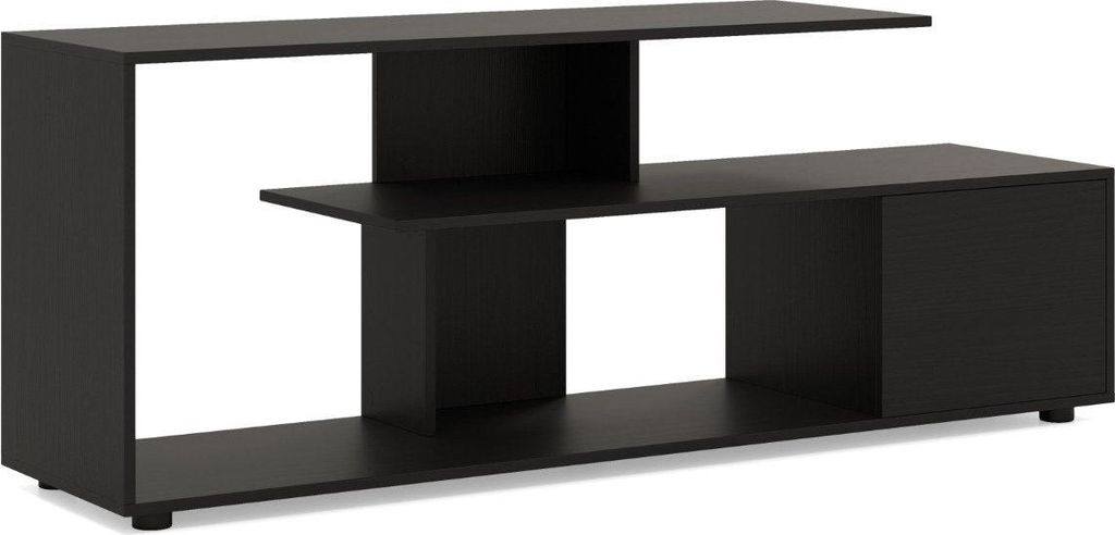 TV-Ständer für Fernseher bis zu 55 Zoll mit Ablageflächen & Schrank TV Schrank Lowboard Schwarz