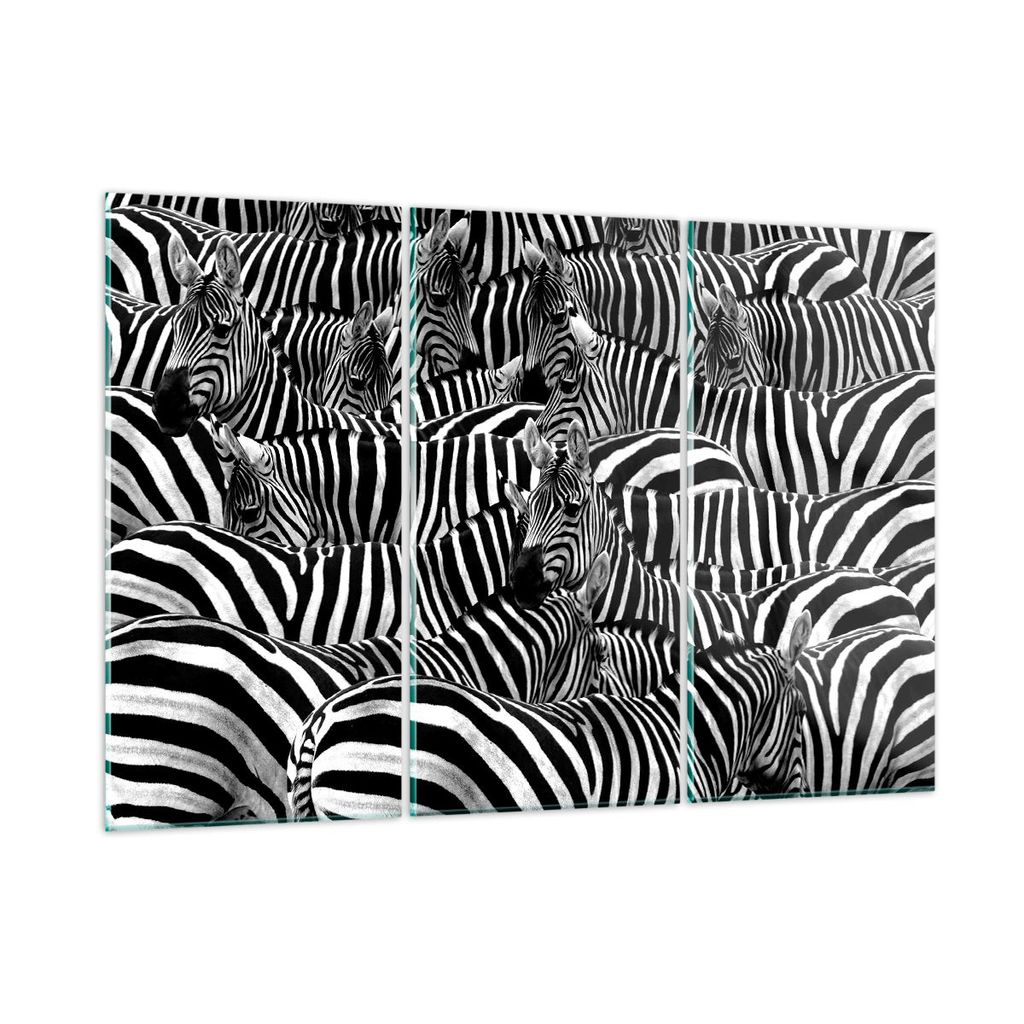 Bilder auf glas - Tiere Zebra Streifen - 105x70cm - Glasbilder - Wandbilder - Kunstdruck - zum Aufhängen bereit - Wanddekoration aus Glas - Glas B...