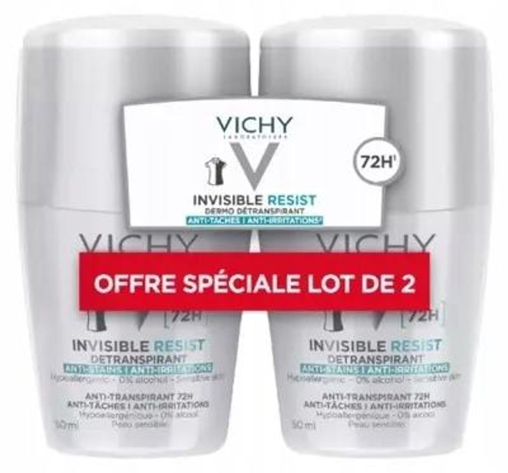 Vichy Invisible Resist Antitranspirant Roll-on Anti-Mark 72h, 2x50 ml