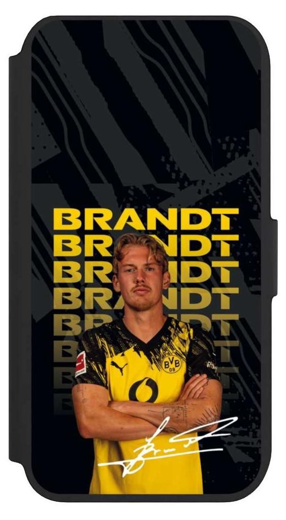 NIVOCASE Klapphülle für Apple iPhone 8 Handyhülle aus Kunst Leder NIVOflip schwarz BVB Borussia Dortmund Julian Brandt