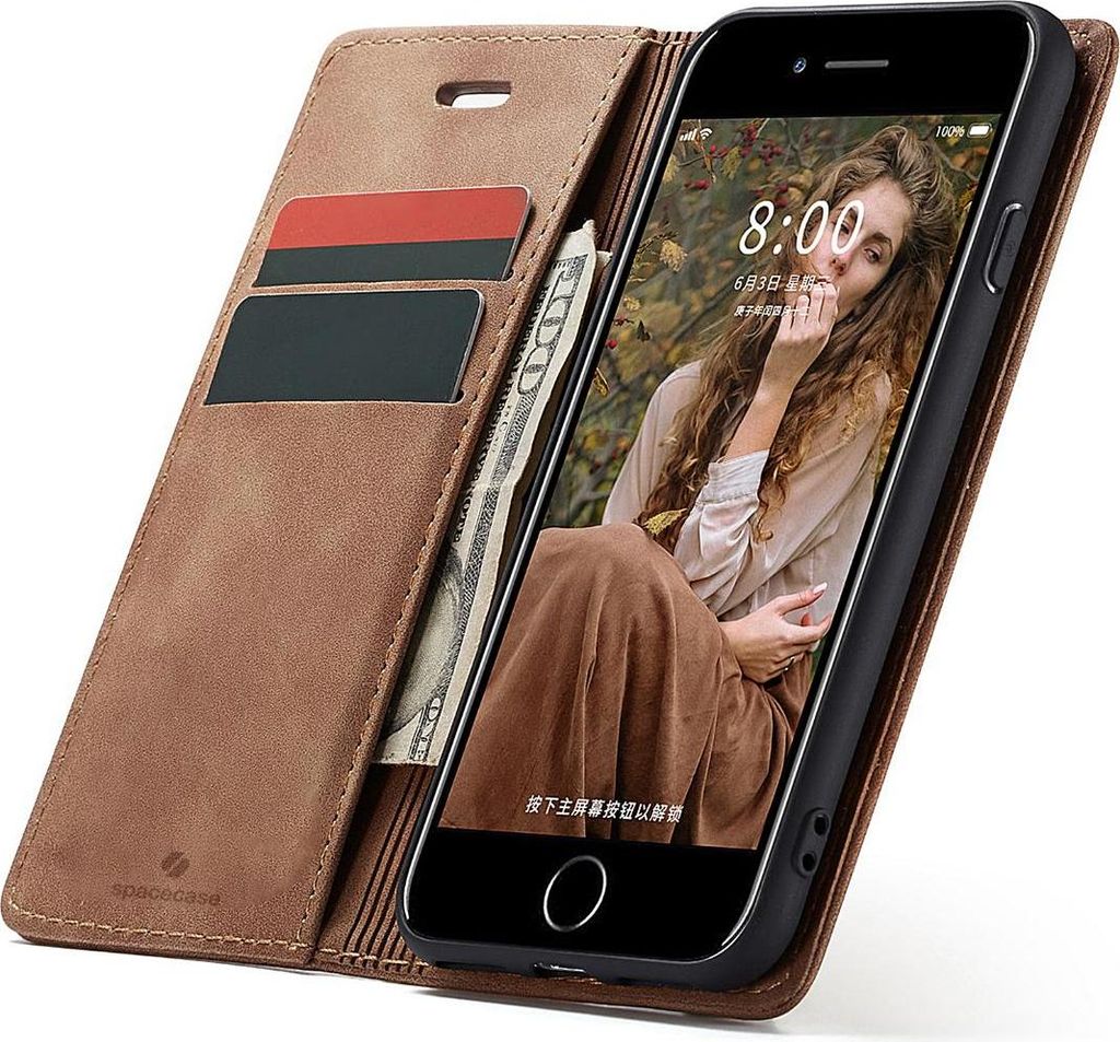 Spacecase Geldbörse iPhone 7/8/SE 2020 hellbraun Produktbild 