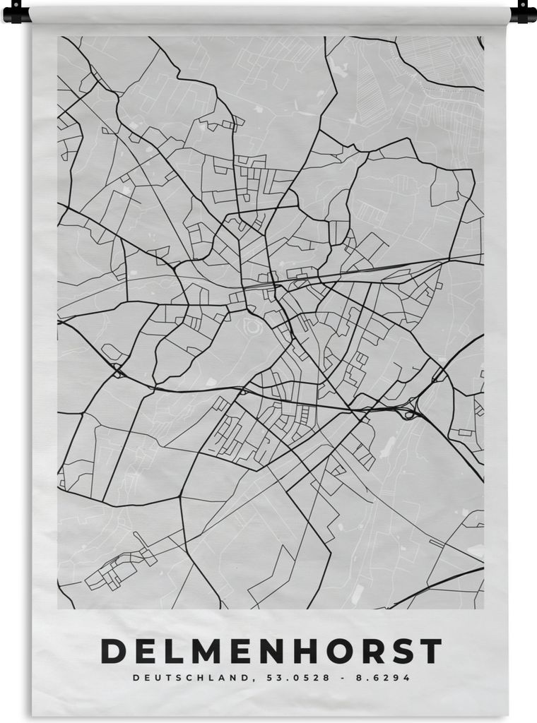 MuchoWow Wandteppich Wandbehang Delmenhorst - Karte - Stadtplan - Deutschland - Karte 90x135 cm Tapisserie Dekoration Wandtuch - Baumwolle - Wand...