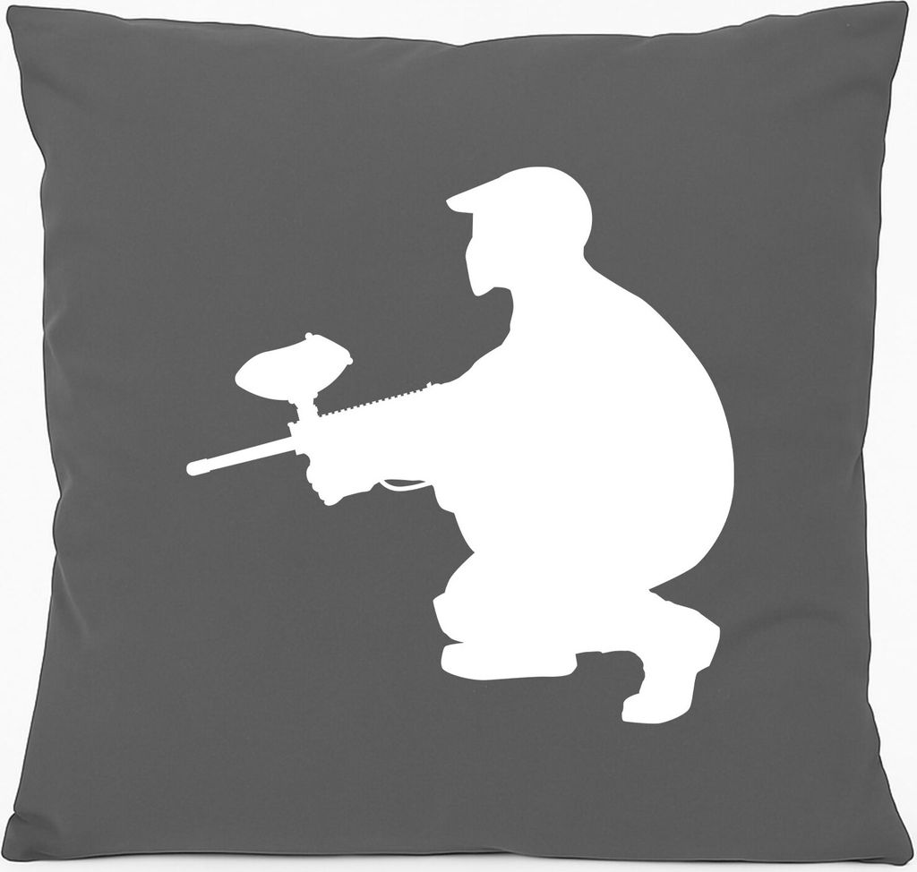 Huuraa Kissen Paintball Silhouette 40x40cm mit Füllung Steel Grey Baumwolle Dekokissen Geschenkidee