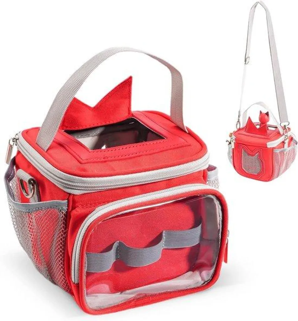 Set de rangement valise rouge avec pochette de transport pratique