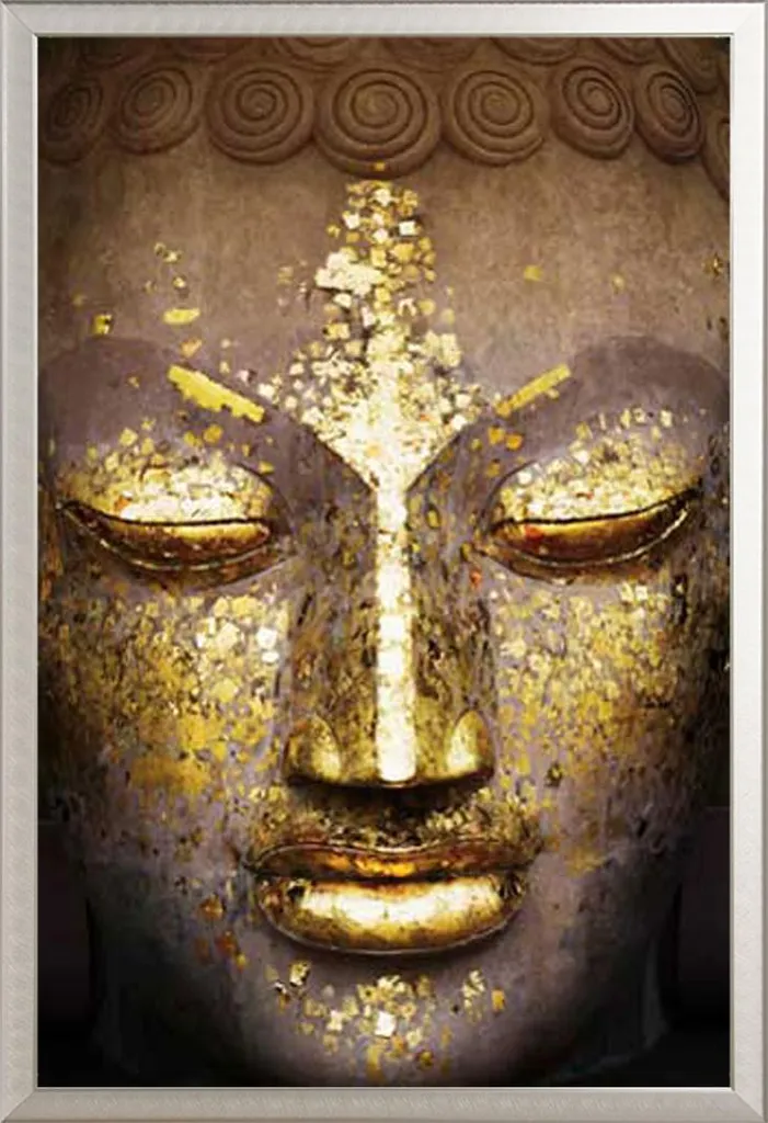 Grand poster Bouddha sous cadre alu incassable facile à suspendre