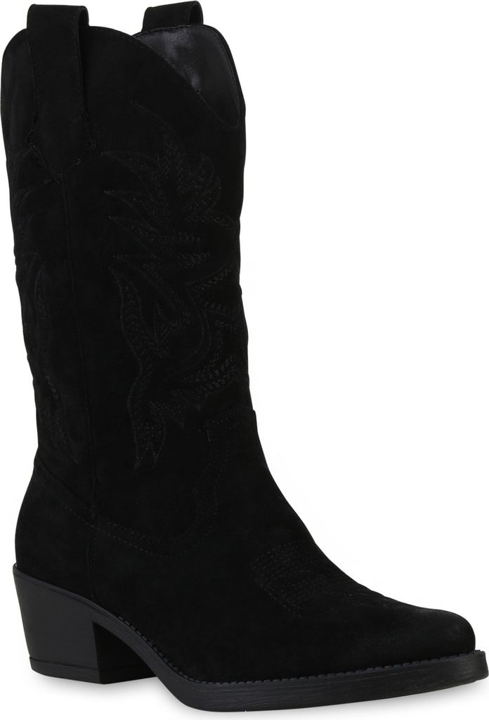 VAN HILL Damen Cowboystiefel Stiefel Stickereien Schuhe Produktbild 