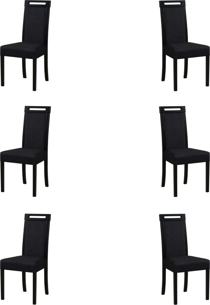 Esszimmerstuhl, Holz Eiche Massiv Stuhl Stühle Küchenstuhl - Set 6x Roma 5 SCHWARZ