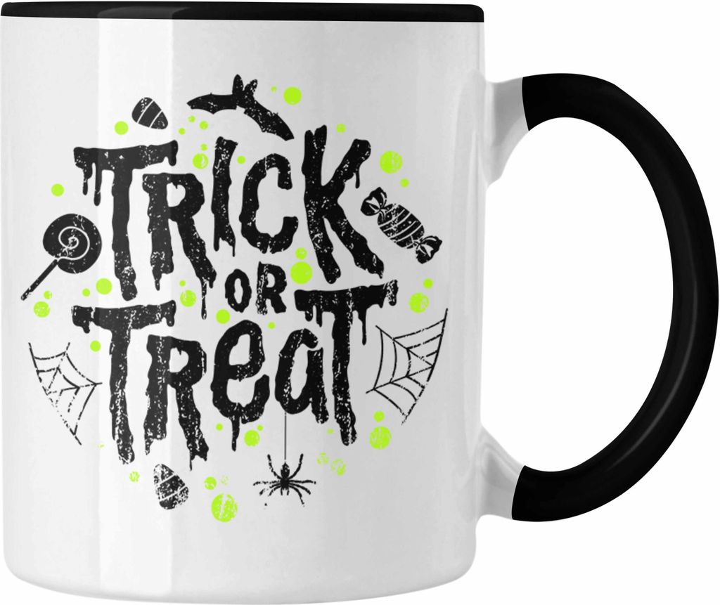 Trendation - Halloween Tasse Kürbis Dekoration Becher Trick Or Treat (Schwarz)