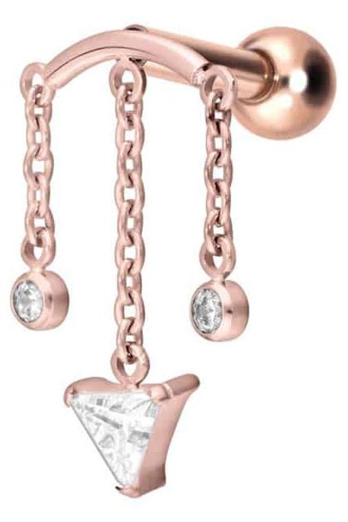 Ohrpiercing Titan Ohrpiercing mit Innengewinde WINDSPIEL RoséGold Stablänge: 8mm