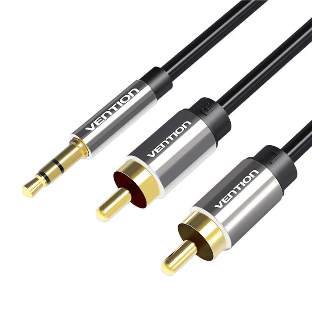 VENTION cavo audio stereo da 3,5 mm maschio a 2 RCA maschio - Nero metallizzato 5 m